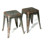 A pair of French Tolix cafe retro industrial type stools (2).