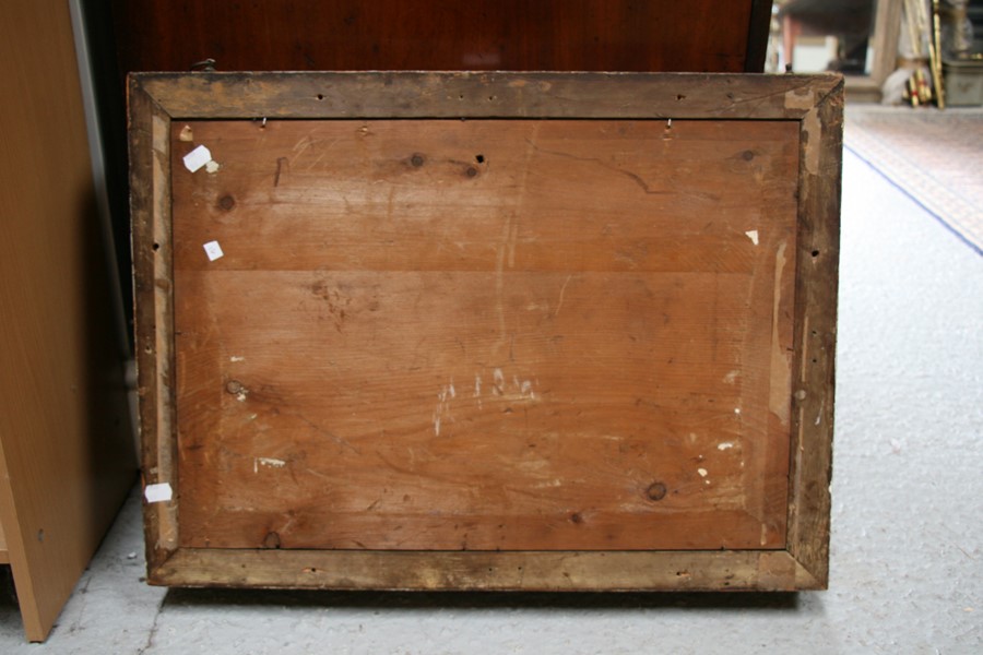 A 19th century Automaton picture clock depicting figures by a church (later movement), overall 70 by - Image 4 of 7