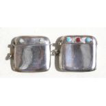 Two silver vesta cases, both mounted with cabochons (2).