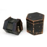 A Keith Prowse & Co. rosewood concertina of hexagonal form with ten buttons to each side,