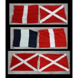 Six Naval signalling flags.