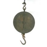 A large brass and steel Salter & Co. spring balance, number 20T, 39cms (15.5ins) diameter;