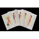 A group of 1950's Ranson glamour prints, unframed & unmounted, 21 by 36cms (8.25 by 14.25ins).