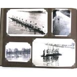 A 1930's photograph album containing photographs of a university rowing team including Henley