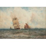 W T N Boyce (1858-1911) - Sailing Ships in a Choppy Sea - signed & dated 1910 lower right,