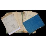 A folder containing original technical drawings and notes relating to the design of an external