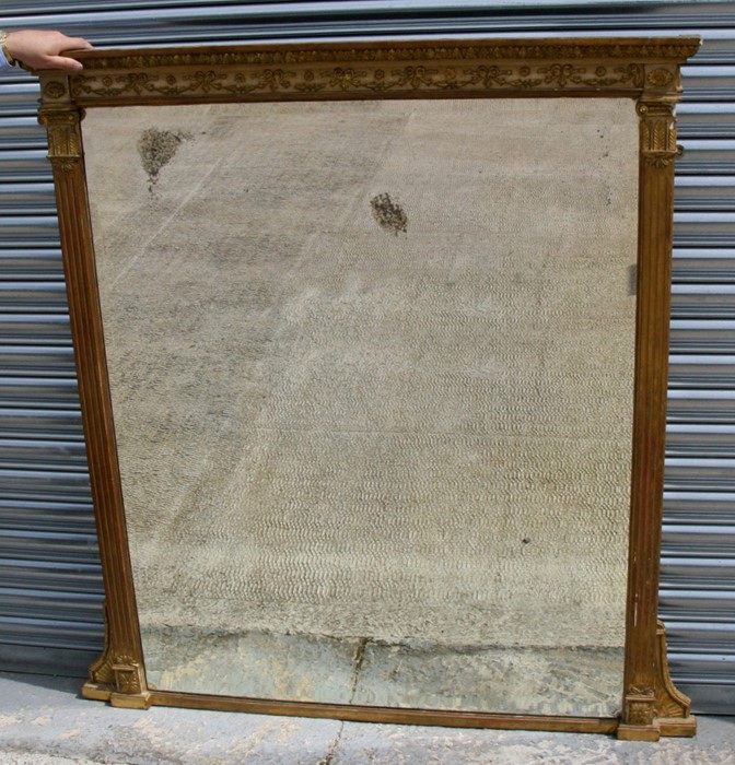 A large early 19th century gilt framed over mantle mirror, 140cms (55ins) wide.Condition Report - Image 3 of 12