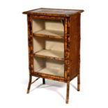 A late 19th century bamboo side cabinet with single glazed door and shelved interior, 53cms (