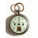 An early 20th century pocket pedometer, 4.5cms (1.75ins) diameter.