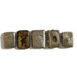 A group of five match Vesta cases including silver examples.
