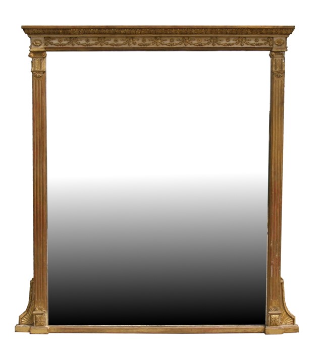 A large early 19th century gilt framed over mantle mirror, 140cms (55ins) wide.Condition Report