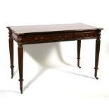 A reproduction Regency style mahogany hall table with three frieze drawers to one side and
