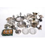 A group of silver plated cruets and other items.
