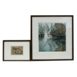 J E Eibenberger - Venetian Scene - coloured etching, signed in pencil to the margin, framed &