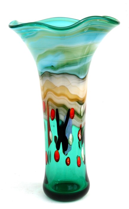 A large modern Art glass vase, 41cms (16ins) high.