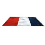 An enormous original 20th century French tricolour cotton flag, approx size 5.8 by 3.95 metres (19