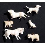 A group of late 19th / early 20th century European and Eastern carved ivory animals to include