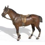 An early 20th century Franz Bergmann Austrian cold painted bronze modelled as a saddled horse,