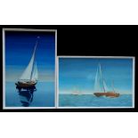 Chas W Purcy - Sailing Boat - signed & dated 1964 lower left, framed 46 by 70cms (18 by 27.5ins);