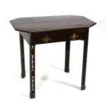 A Georgian mahogany side table with single frieze drawer on fretwork legs, 81.5cms (32ins) wide.