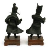 Two Chinese Ming bronze figures, possibly Fu & Lu, from the Sanxing group, the largest 15cms (