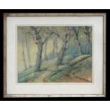 Peter Lyle - Woodland Scene - signed & dated 1944 lower right, pastel, framed & glazed, 49 by