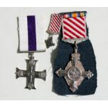 A mounted copy of the Air Force Cross with miniature and a 1945 dated copy of the Military Cross
