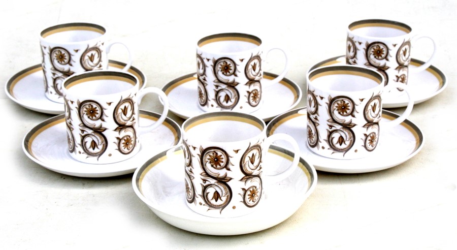 A set of six Susie Cooper Venetia pattern coffee cans and saucers.Condition Report One saucer