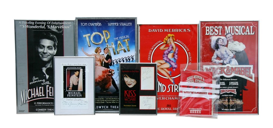A group of theatre posters and programmes, some signed, to include 'Top Hat' and '42nd Street'.