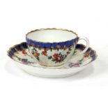 A Worcester First Period cup and saucer decorated with foliate swags.Condition Report Very good