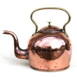 A 19th century copper and brass kettle, 29cms (11.5ins) high.