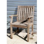 A teak garden chair.