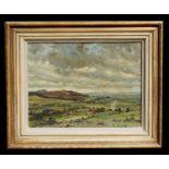 W Thuillier - View of Pewsey Vale - oil on board, framed, 44 by 34cms (17.25 by 13.5ins).