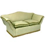 A green upholstered two-seater sofa, 179cms (70ins) wide.