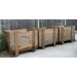 Three pine packing crates, each 98cms (38.5ins) wide.