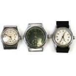 Three vintage military type gentleman's wristwatches including Helma (3).