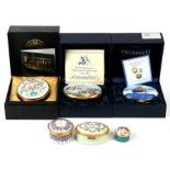 A group of enamel boxes to include Crummles and Halcyon Days (6)