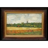 A R Rylands - Country Landscape with Central Windmill - signed lower left, oil on board, framed,
