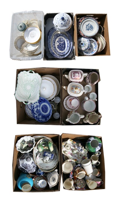 A large quantity of 19th century and later ceramics to include lustre ware, Royal Crown Derby,