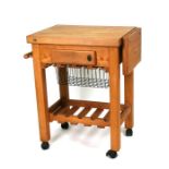 A modern butcher's block freestanding kitchen work station, 74cms (39ins) wide.