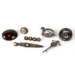 A quantity of Scottish jewellery to include a hardstone mounted silver brooch.