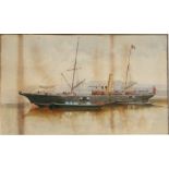 Champion Jones (1856-1912) - Study of a Steam Ship - named 'Electra', signed & dated 1885 lower