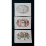 Three 19th century Indian miniature paintings on ivory depicting interior scenes of the Taj Mahal,