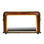 A Victorian inlaid overmantle mirror, 33cms (28.75ins) wide.