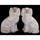 A pair of Victorian Staffordshire spaniels, 28cms (11ins) high.
