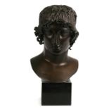 G Somma, Napoli - a bronze classical bust depicting David, with Morris Singer foundry stamp, mounted