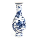 A Chinese blue & white vase decorated with temple lions amongst clouds, four character blue mark