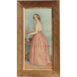 Borofield-Hardy - a full length portrait of a young lady, signed lower right, watercolour,