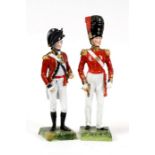A pair of Dresden porcelain military figures, Officer 3rd Guard, 1794 and Coldstream Guard, the