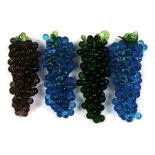 Four bunches of Art glass grapes, each 21cms (8.25ins) long (4).